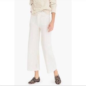 NWT J Crew Point Sur Wide Leg Crop High Waist White Denim Jeans 27 P Petite